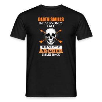 Archer smiles Archery saying - Men's T-Shirt - black - Front - AI Model Male 178 light (178cm)