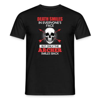 Archer smiles Archery saying - Men's T-Shirt - black - Front - AI Model Male 178 light (178cm)