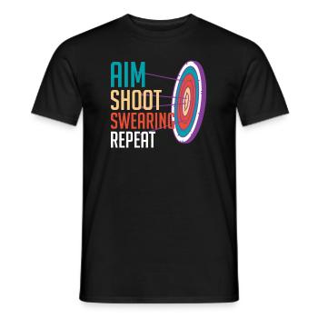 Aim Solve Curse Again Archery - Men's T-Shirt - black - Front - AI Model Male 178 light (178cm)