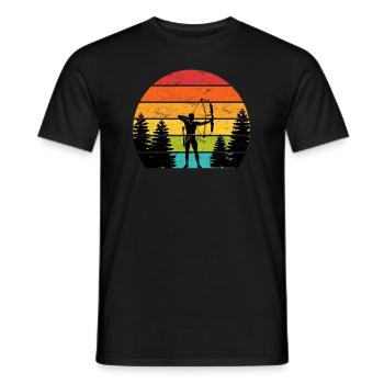 Vintage Bogenschütze Compoundbogen Bogenschießen - Männer T-Shirt - Schwarz - Vorne - AI Model Male 178 light (178cm)