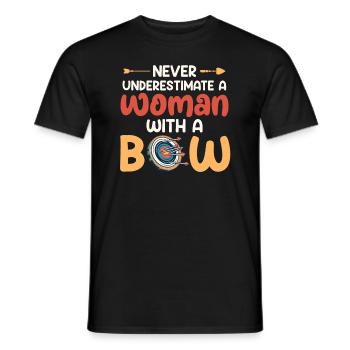 Unterschätze nie Frau mit Bogen Bogenschießen - Männer T-Shirt - Schwarz - Vorne - AI Model Male 178 light (178cm)