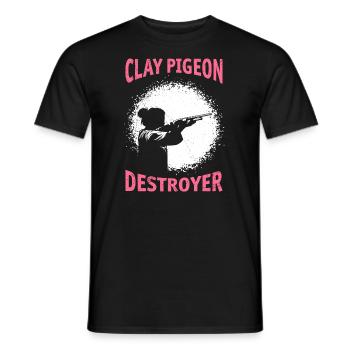 Clay Pigeon Destroyer Dames Clay Pigeon Shooting - T-shirt homme - noir - Devant - AI Model Male 178 light (178cm)