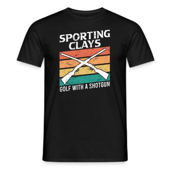 Clay pigeon shooting golf with shotgun - Men's T-Shirt - black - Front - AI Model Male 178 light (178cm)