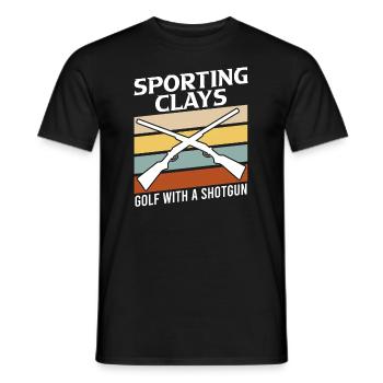 Golf de tir au pigeon d’argile avec fusil de chasse - T-shirt homme - noir - Devant - AI Model Male 178 light (178cm)