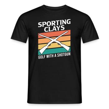 Clay pigeon shooting golf with shotgun - Men's T-Shirt - black - Front - AI Model Male 178 light (178cm)