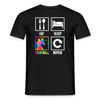 Manger Dormir Paintball Répéter Paintballer Paintball - T-shirt homme - noir - Devant - AI Model Male 178 light (178cm)