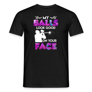 My Balls look Good on your Face Paintball - Männer T-Shirt - Schwarz - Vorne - AI Model Male 178 light (178cm)