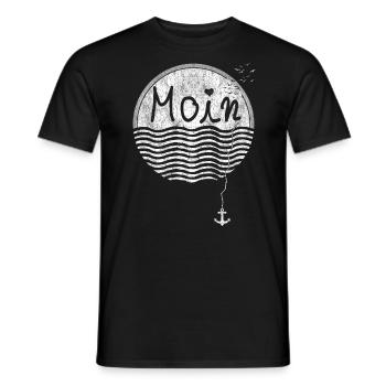 Moin Anker Möwe Logo - Meer Miesmuschelartwuermche - Männer T-Shirt - Schwarz - Vorne - AI Model Male 178 light (178cm)