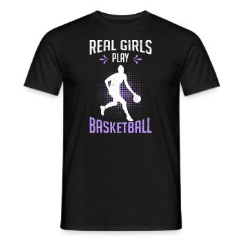 Echte Mädchen spielen Basketball - Männer T-Shirt - Schwarz - Vorne - AI Model Male 178 light (178cm)
