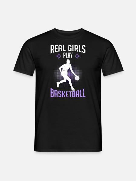 Echte Mädchen spielen Basketball - Männer T-Shirt - Schwarz