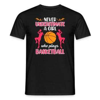 Never underestimate a female basketball player - Men's T-Shirt - black - Front - AI Model Male 178 light (178cm)