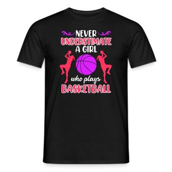Never underestimate a female basketball player - Men's T-Shirt - black - Front - AI Model Male 178 light (178cm)