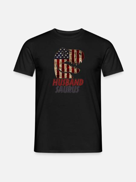 Patriotic Husband Dinosaur - Männer T-Shirt - Schwarz