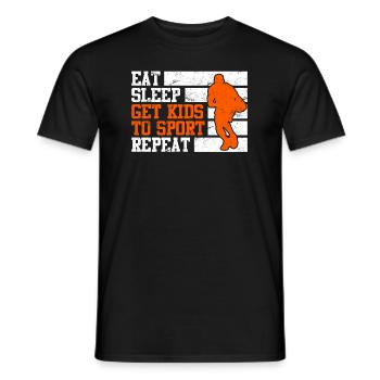 Eat Sleep get Kids to Sport repeat Basketball Papa - Men's T-Shirt - black - Front - AI Model Male 178 light (178cm)