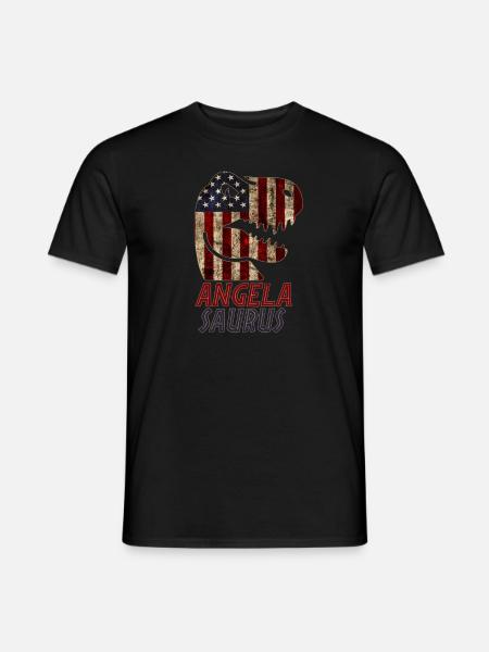 Patriotic Angela Dinosaur Angelasaurus - Men's T-Shirt - black