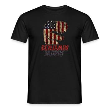 Patriotic Benjamin Dinosaur Benjaminsaurus - Men's T-Shirt - black - Front - AI Model Male 178 light (178cm)