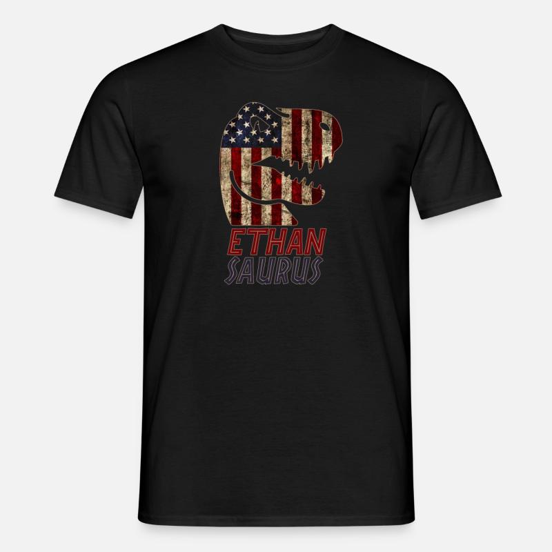 Patriotic Ethan Dinosaur Ethansaurus - Männer T-Shirt - Schwarz