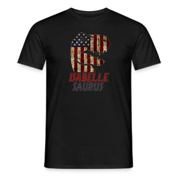 Patriotic Isabelle Dinosaur Isabellesaurus - Men's T-Shirt - black - Front - AI Model Male 178 light (178cm)