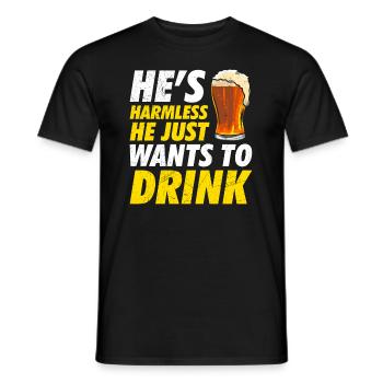 Der will nur Bier saufen Biertrinker - Männer T-Shirt - Schwarz - Vorne - AI Model Male 178 light (178cm)