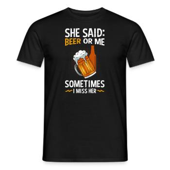 Männer Bier Spruch Bier oder Frau Biertrinker - Männer T-Shirt - Schwarz - Vorne - AI Model Male 178 light (178cm)