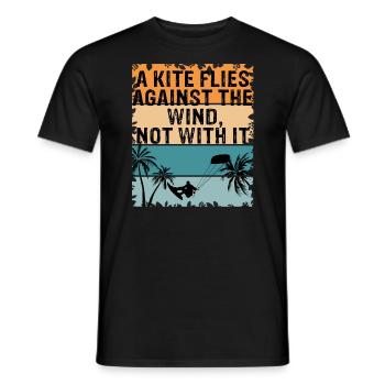 A Kite flies against the wind - Kitesurfen - Männer T-Shirt - Schwarz - Vorne - AI Model Male 178 light (178cm)