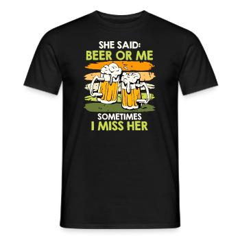 Men Beer Saying Wife or Beer Beer Drinker - Men's T-Shirt - black - Front - AI Model Male 178 light (178cm)