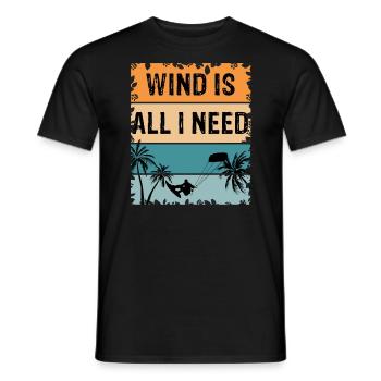 Wind is all i need Kitesurfer Kitesurfen Kite - Männer T-Shirt - Schwarz - Vorne - AI Model Male 178 light (178cm)