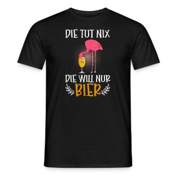 Die will nur Bier saufen Malle Flamingo Party - Männer T-Shirt - Schwarz - Vorne - AI Model Male 178 light (178cm)
