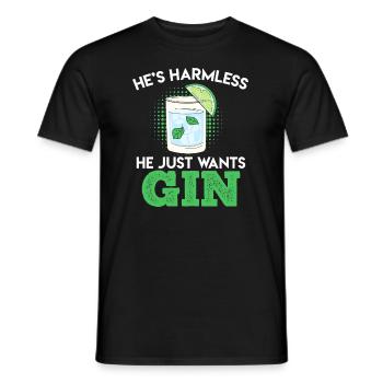 He just wants to drink gin Gin - Men's T-Shirt - black - Front - AI Model Male 178 light (178cm)