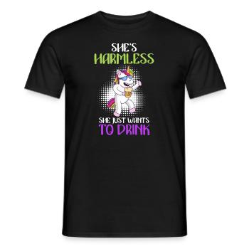 She doesn't do anything who just wants to drink ladies party - Men's T-Shirt - black - Front - AI Model Male 178 light (178cm)