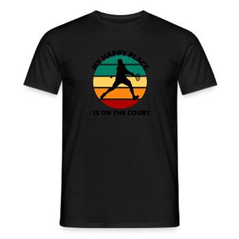 Happy Place | Tennis T-Shirt - Männer T-Shirt - Schwarz - Vorne - AI Model Male 178 light (178cm)