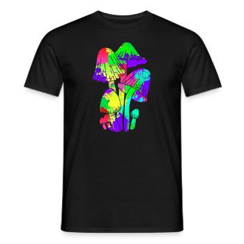 Cueillette de champignons colorées Party - T-shirt homme - noir - Devant - AI Model Male 178 light (178cm)