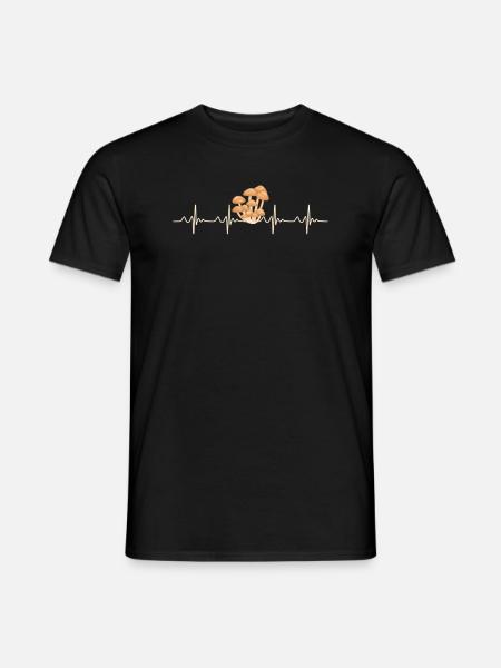 Pilzsammler Herzschlag Herzfrequenz EKG - Männer T-Shirt - Schwarz