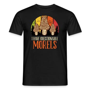 Mushroom picker saying I have questionable Morels - Men's T-Shirt - black - Front - AI Model Male 178 light (178cm)