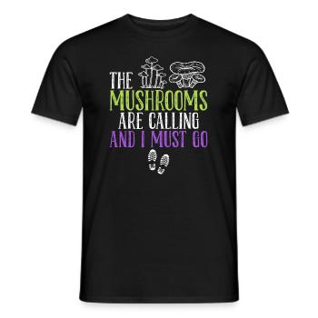 En appelant les champignons, je dois aller cueillir des champignons - T-shirt homme - noir - Devant - AI Model Male 178 light (178cm)