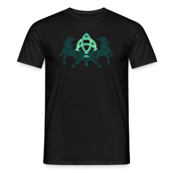 Neon ornamental deer animal and Celtic symbol - Men's T-Shirt - black - Front - AI Model Male 178 light (178cm)
