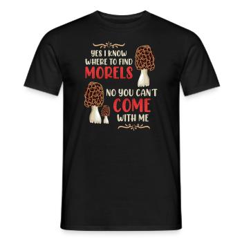 Je connais les meilleurs endroits pour les morilles - T-shirt homme - noir - Devant - AI Model Male 178 light (178cm)