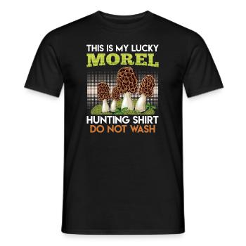 My Morel Lucky Shirt Cueilleur de champignons - T-shirt homme - noir - Devant - AI Model Male 178 light (178cm)