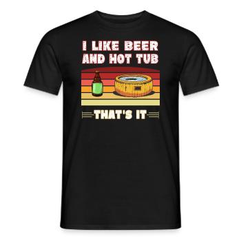 I like beer and Hot Tub - Drink pool beer - Men's T-Shirt - black - Front - AI Model Male 178 light (178cm)