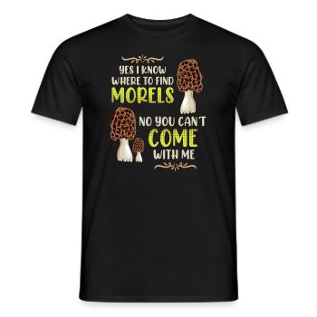Je connais les meilleurs endroits pour les morilles - T-shirt homme - noir - Devant - AI Model Male 178 light (178cm)