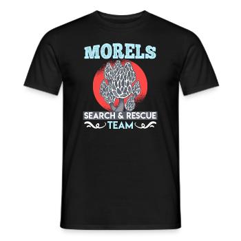 Morel Search & Rescue Team Mushroom Pickers - Men's T-Shirt - black - Front - AI Model Male 178 light (178cm)