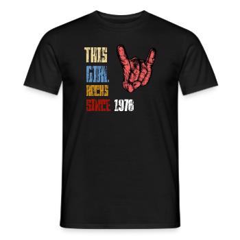 Cette fille rock depuis 1978 | Rock’n’Roll | Geschen - T-shirt homme - noir - Devant - AI Model Male 178 light (178cm)