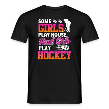 Real Girls Play Hockey Spielerin - Männer T-Shirt - Schwarz - Vorne - AI Model Male 178 light (178cm)