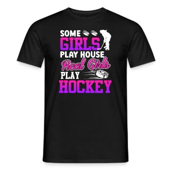 Real Girls Play Hockey Spielerin - Männer T-Shirt - Schwarz - Vorne - AI Model Male 178 light (178cm)