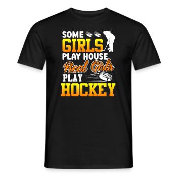 Les vraies filles jouent au hockey - T-shirt homme - noir - Devant - AI Model Male 178 light (178cm)