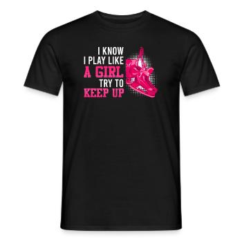 Eishockey Girl Try to keep up Hockey Damen - Männer T-Shirt - Schwarz - Vorne - AI Model Male 178 light (178cm)