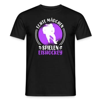 Echte Mädchen spielen Eishockey Damen - Männer T-Shirt - Schwarz - Vorne - AI Model Male 178 light (178cm)
