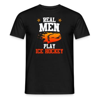 Les vrais gars jouent au hockey sur glace - T-shirt homme - noir - Devant - AI Model Male 178 light (178cm)