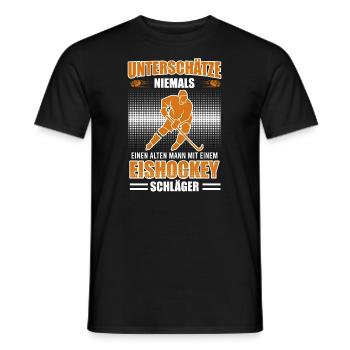 Alter man mit Eishockey Schläger - Männer T-Shirt - Schwarz - Vorne - AI Model Male 178 light (178cm)