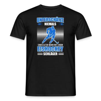 Alter man mit Eishockey Schläger - Männer T-Shirt - Schwarz - Vorne - AI Model Male 178 light (178cm)